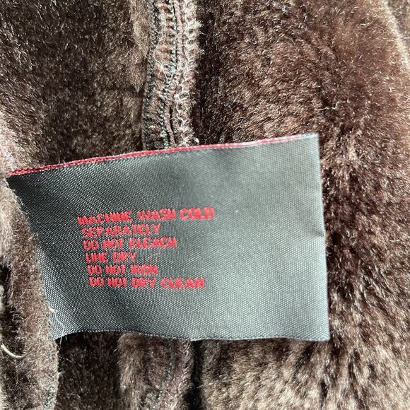 Y2K Faux Suede Fur Trim Hooded Coat Zip Up Women’s Medium 2000s VTG Brown Jacket - Picture 15 of 16